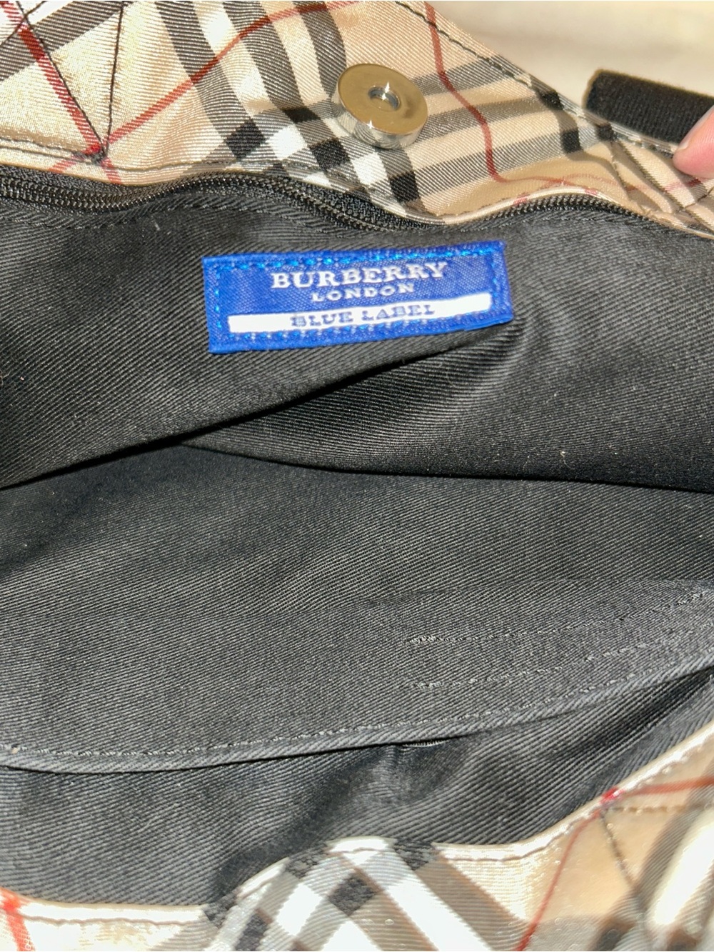 BURBERRY Nova Check Blue Label Hand Bag Canvas Black Beige Authentic. - Picture 7 of 7